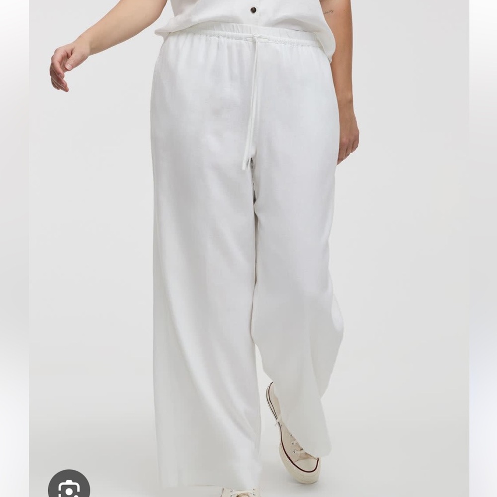 Reitmans Wide-Leg Linen Blend Pant In White Small Petite